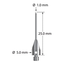 TM3-1025-TX-8-Z M3 stylus with 1.0mm zirconia ball, carbide stem, and titanium base, 25.0mm long by Q-Mark Manufacturing, Inc.