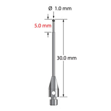 TM3-1030-SN M3 stylus, 1.0mm silicon nitride ball, carbide stem, stainless steel base, 30mm long.