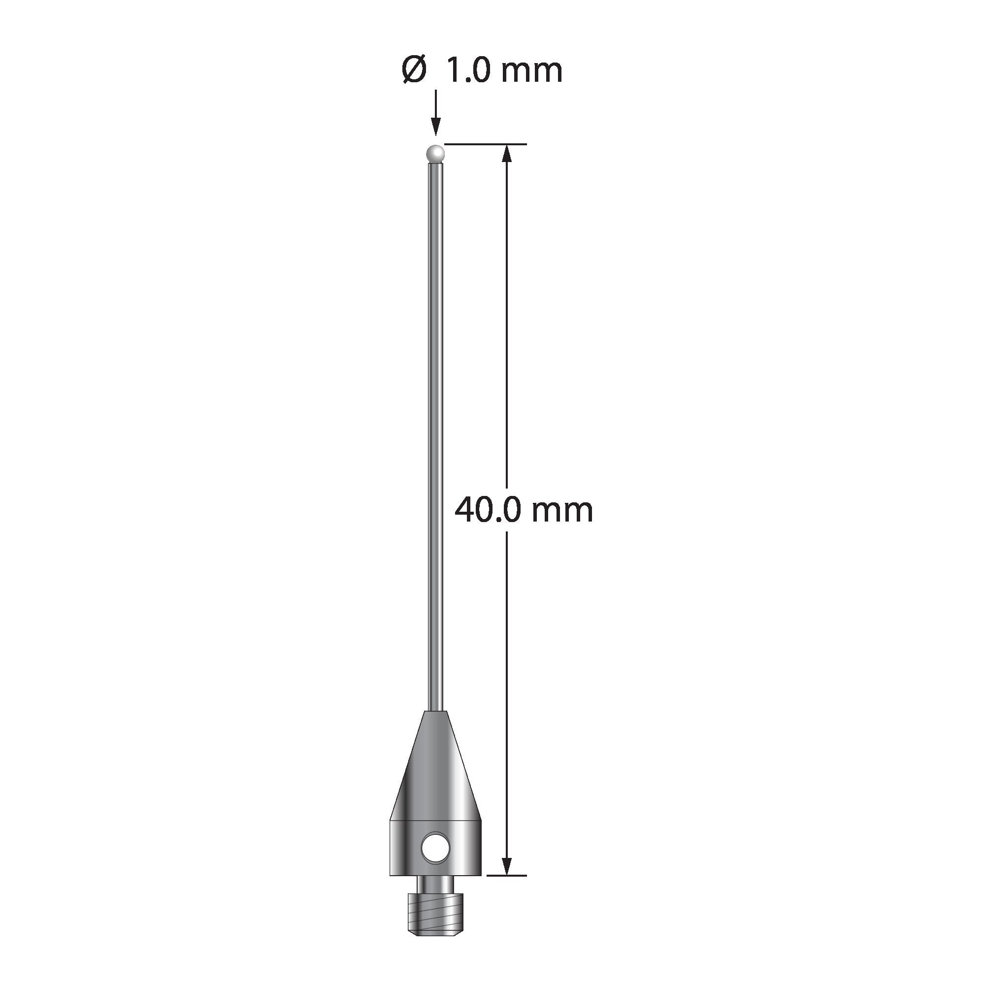 TM3-1040-TX-8-Z M3 stylus with 1.0mm zirconia ball, carbide stem, titanium base, 40mm long by Q-Mark Manufacturing, Inc.
