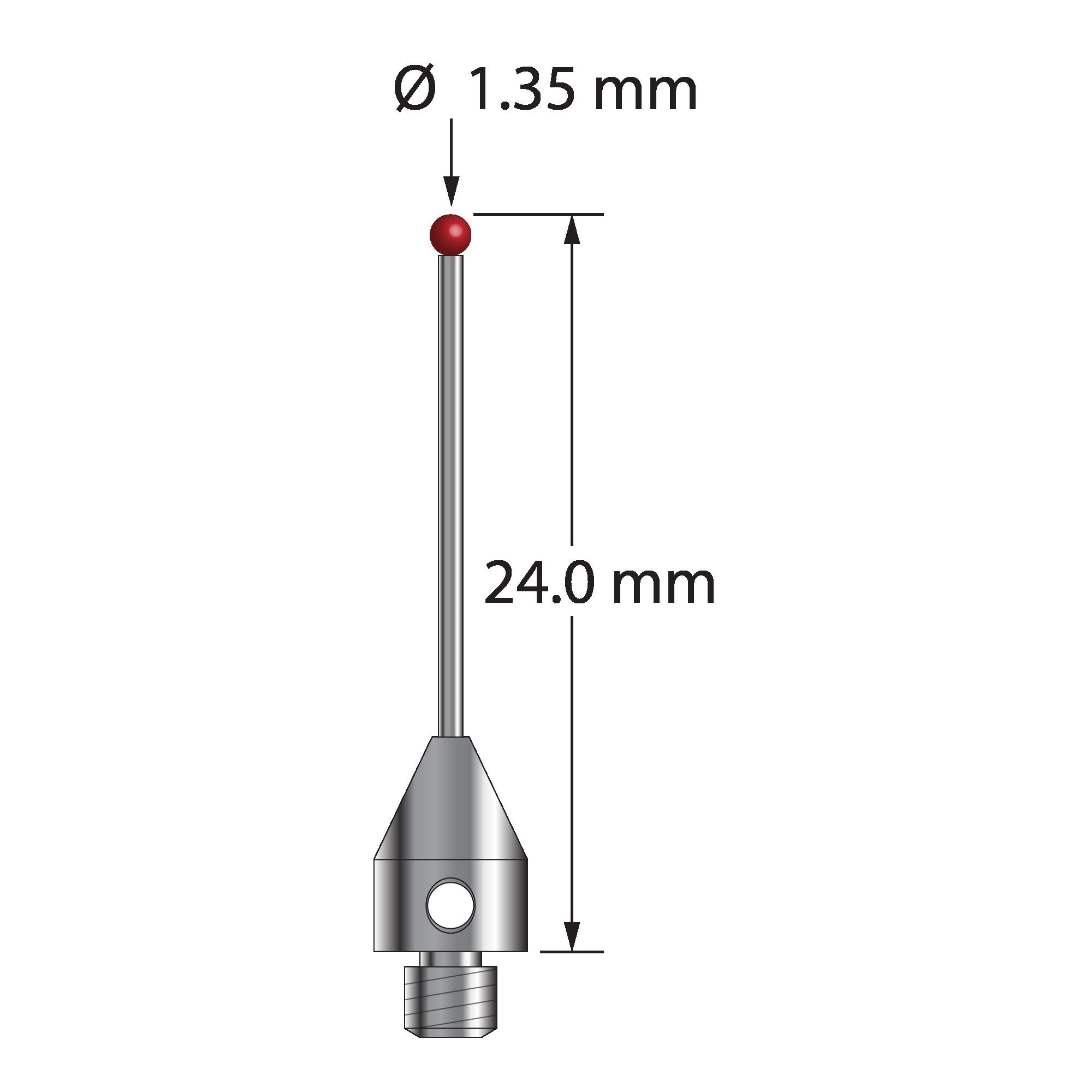 TM3-1324-TX M3 ruby ball stylus with carbide stem and titanium base, 24mm long by Q-Mark Manufacturing, Inc.