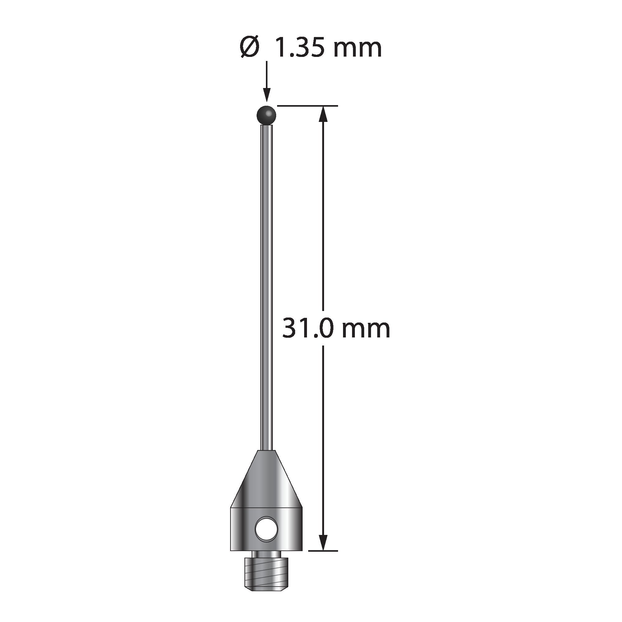 TM3-1331-TX-SN M3 1.35mm silicon nitride stylus, 31mm long, by Q-Mark Manufacturing, Inc.