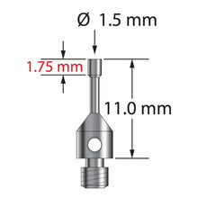 TM3-1511-CYL M3 cylinder stylus with 1.5mm stainless steel cylinder and stem, 11.0mm long.