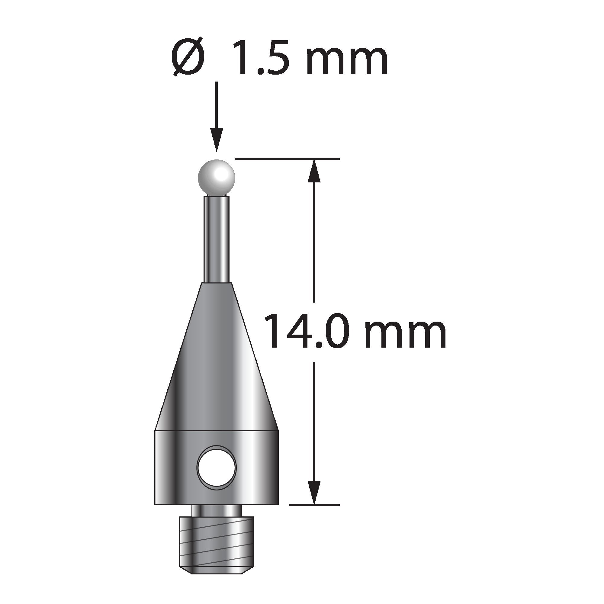 TM3-1514-TX-Z M3 stylus with 1.5mm zirconia ball, carbide stem, and titanium base by Q-Mark Manufacturing, Inc.