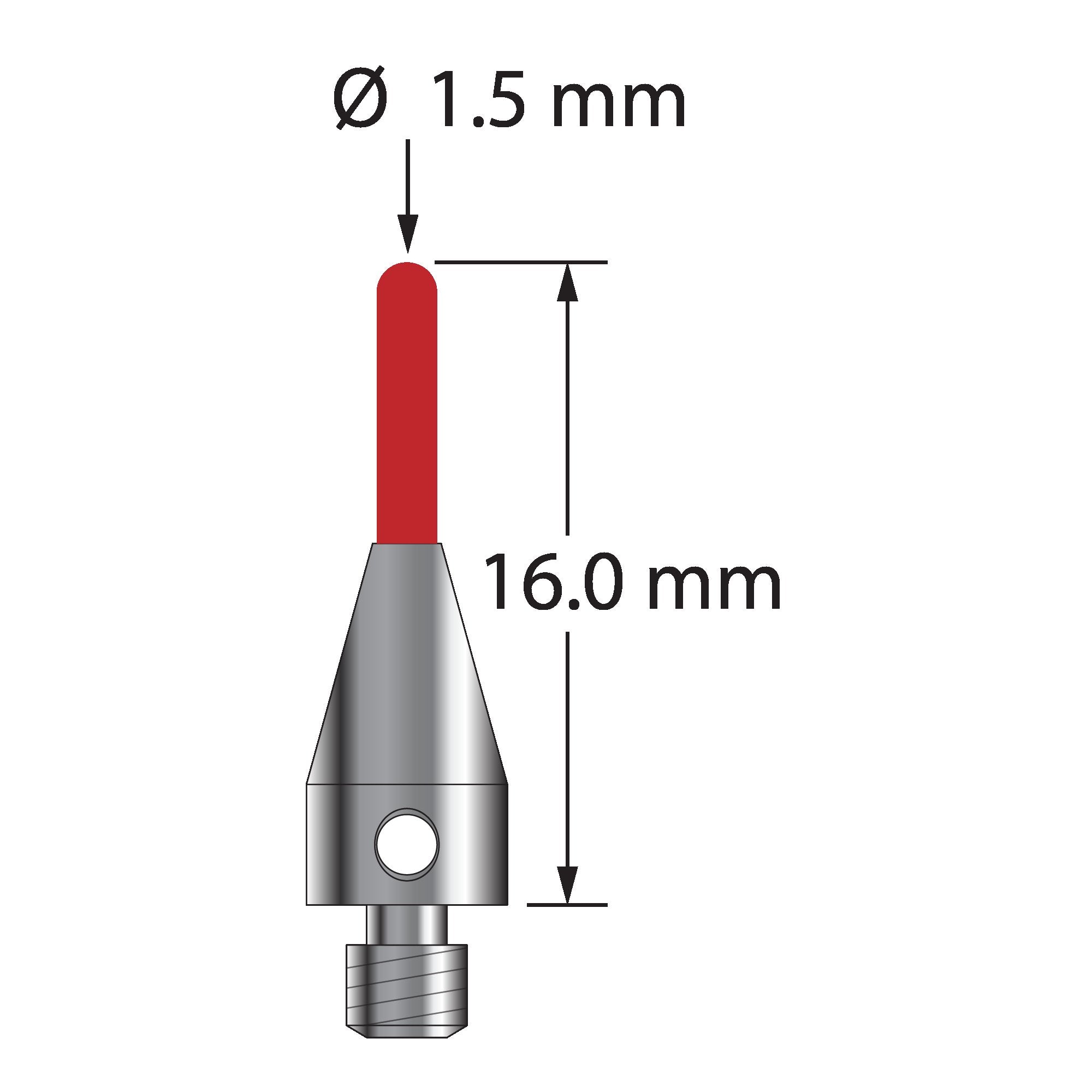 TM3-1516-B-TX M3 XXT stylus with 1.5mm ruby cylinder and titanium base, 16mm long.