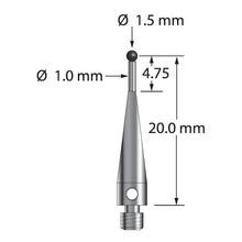 TM3-1520.75-S-SN M3 stylus with 1.5mm silicon nitride ball, stainless steel stem, 20mm length by Q-Mark Manufacturing, Inc.