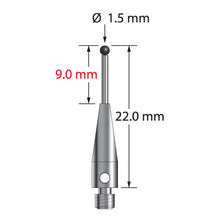 TM3-1522-09-SN M3 stylus with 1.5mm silicon nitride ball, carbide stem, stainless steel base, 22mm long by Q-Mark Manufacturing, Inc.