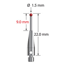 TM3-1522-09 M3 stylus with 1.5mm ruby ball, carbide stem, and stainless steel base by Q-Mark Manufacturing, Inc.
