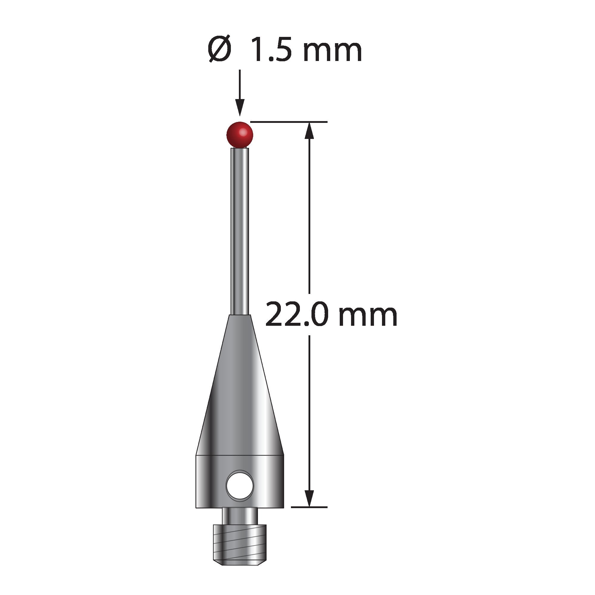 TM3-1522-TX M3 ruby ball stylus with carbide stem and titanium base, 22mm long by Q-Mark Manufacturing, Inc.