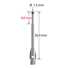 TM3-1530-SN M3 stylus with 1.5mm silicon nitride ball, stepped carbide stem, and stainless steel base.
