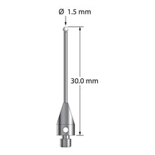 TM3-1530-TX-Z M3 stylus with 1.5mm zirconia ball, carbide stem, and titanium base, 30mm long.