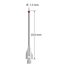 TM3-1535-TX M3 ruby ball stylus with carbide stem and titanium base, 35mm long, by Q-Mark Manufacturing, Inc.