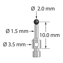 TM3-2010-S-SN M3 stylus with 2.0mm silicon nitride ball and stainless steel stem, 10.0mm long by Q-Mark Manufacturing, Inc.