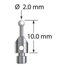 TM3-2010-Z M3 stylus with 2.0mm zirconia ball, carbide stem, and stainless steel base, 10.0mm long by Q-Mark Manufacturing, Inc.