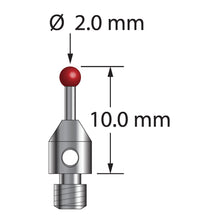 TM3-2010 M3 stylus with 2.0mm ruby ball, carbide stem, and stainless steel base, 10.0mm long by Q-Mark Manufacturing, Inc.