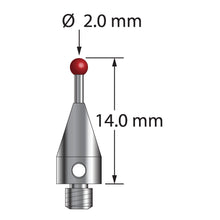 TM3-2014-TX M3 2.0mm ruby ball stylus with carbide stem and titanium base, 14.0mm long by Q-Mark Manufacturing, Inc.