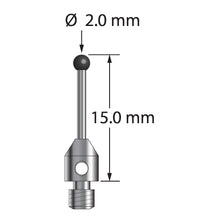 TM3-2015-SN M3 stylus with 2.0mm silicon nitride ball and carbide stem, 15.0mm long by Q-Mark Manufacturing, Inc.