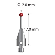 TM3-2017-TX M3 2.0mm ruby ball stylus with carbide stem and titanium base, 17.0mm long by Q-Mark Manufacturing, Inc.
