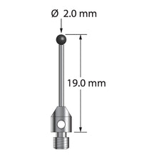 TM3-2019-SN M3 stylus, 2.0mm silicon nitride ball, carbide shaft, stainless steel base, 19.0mm long by Q-Mark Manufacturing, Inc.