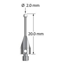 TM3-2020-TX-Z M3 2.0mm zirconia ball stylus with carbide stem, titanium base, 20.0mm long by Q-Mark Manufacturing, Inc.