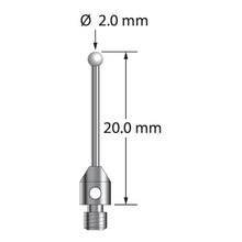 TM3-2020-Z M3 stylus with 2.0mm zirconia ball, carbide stem, and stainless steel base, 20.0mm long by Q-Mark Manufacturing, Inc.