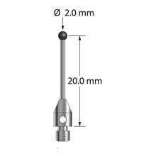 TM3-2021-6-SN M3 stylus with 2.0mm silicon nitride ball, carbide stem, and stainless steel base by Q-Mark Manufacturing, Inc.