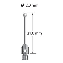TM3-2021-Z M3 stylus with 2.0mm zirconia ball, carbide stem, and stainless steel base, 21.0mm long by Q-Mark Manufacturing, Inc.