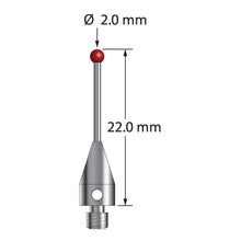 TM3-2022-DS1-TX M3 2.0mm ruby ball stylus with carbide stem and titanium base, 22.0mm long by Q-Mark Manufacturing, Inc.
