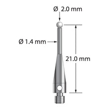 TM3-2022-S-Z M3 stylus with 2.0mm zirconia ball and stainless steel body, 21.0mm long by Q-Mark Manufacturing, Inc.