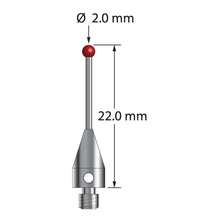 TM3-2022-TX M3 2.0mm ruby ball stylus with carbide stem and titanium base, 22.0mm long by Q-Mark Manufacturing, Inc.