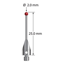 TM3-2025-TX M3 2.0mm ruby ball stylus with carbide stem and titanium base, 25mm long by Q-Mark Manufacturing, Inc.