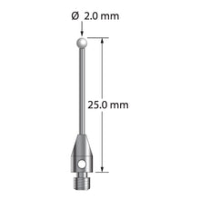 TM3-2025-Z M3 stylus with 2.0mm zirconia ball, carbide stem, and stainless steel base, 25.0mm long by Q-Mark Manufacturing, Inc.