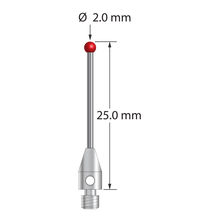 TM3-2025 M3 stylus with 2.0mm ruby ball, carbide stem, and stainless steel base, 25mm long by Q-Mark Manufacturing, Inc.