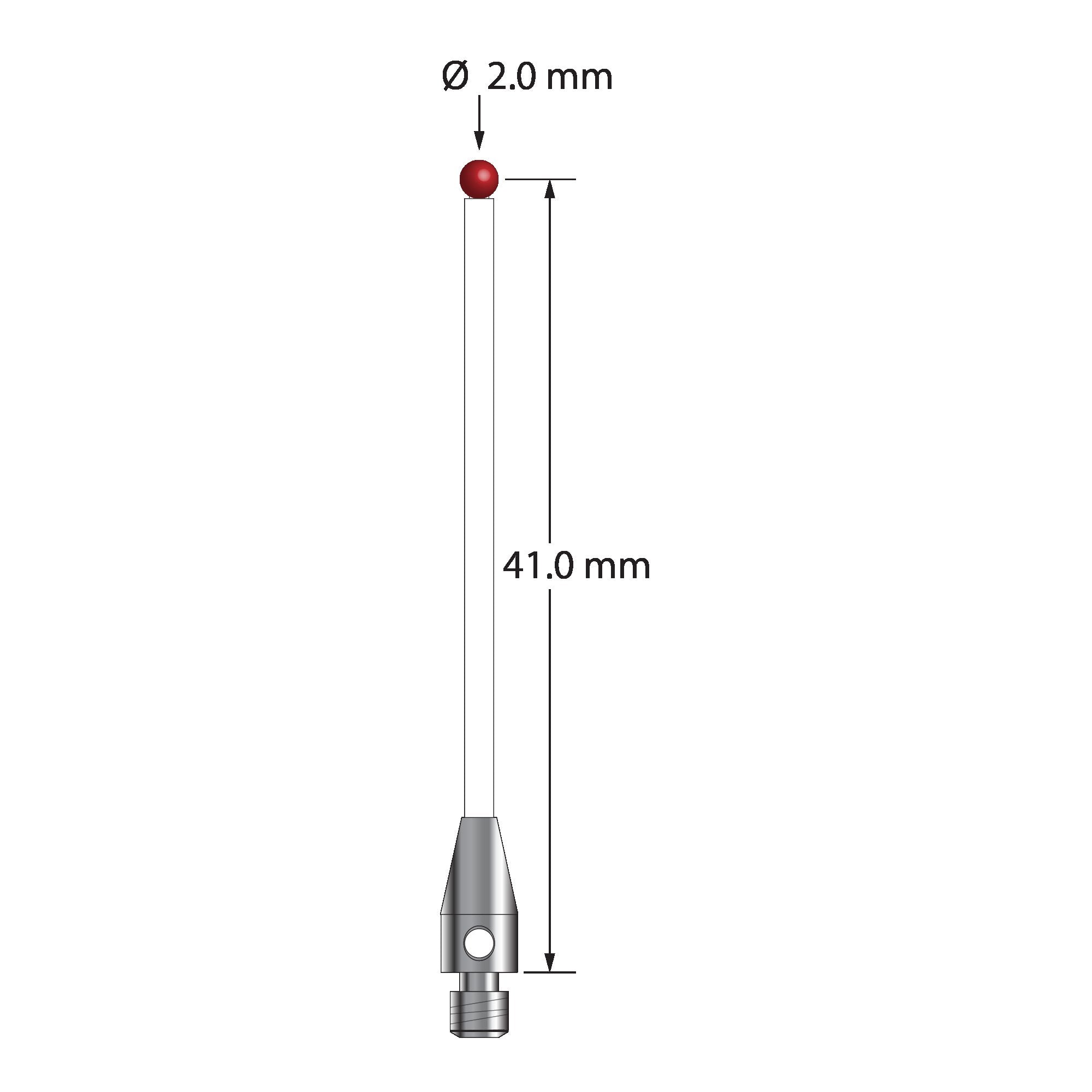TM3-2041-C M3 stylus with 2.0mm ruby ball, ceramic stem, and stainless steel base by Q-Mark Manufacturing, Inc.
