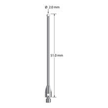 TM3-2051-Z M3 stylus with 2.0mm zirconia ball, carbide stem, and stainless steel base, 51.0mm long.