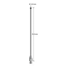 TM3-2070-SN M3 stylus with 2.0mm silicon nitride ball, carbide stem, and stainless steel base, 70mm long.