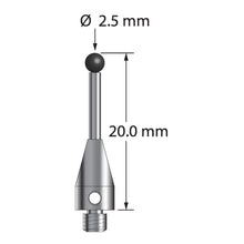 TM3-2520-TX-SN M3 stylus with 2.5mm silicon nitride ball, carbide stem, titanium base, 20mm length.