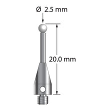 TM3-2520-TX-Z M3 stylus with 2.5mm zirconia ball, carbide stem, and titanium base, 20mm long.