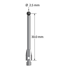 TM3-2531.25-DS2-SN M3 stylus with 2.5mm silicon nitride ball and stainless steel base, 30mm long.