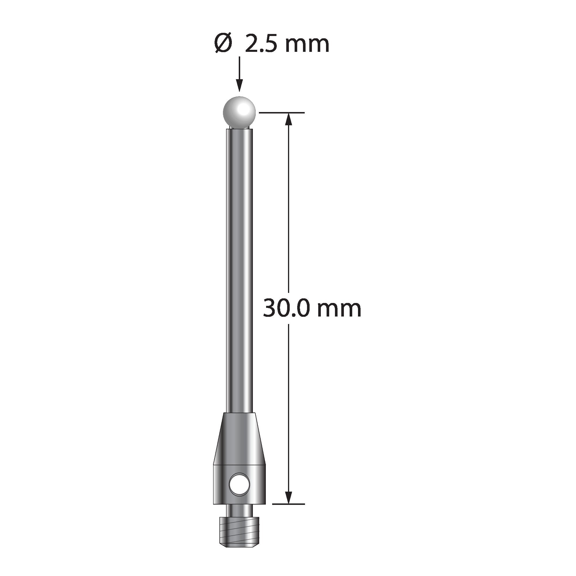 TM3-2531.25-DS2-Z M3 stylus with 2.5mm zirconia ball and carbide stem by Q-Mark Manufacturing, Inc.