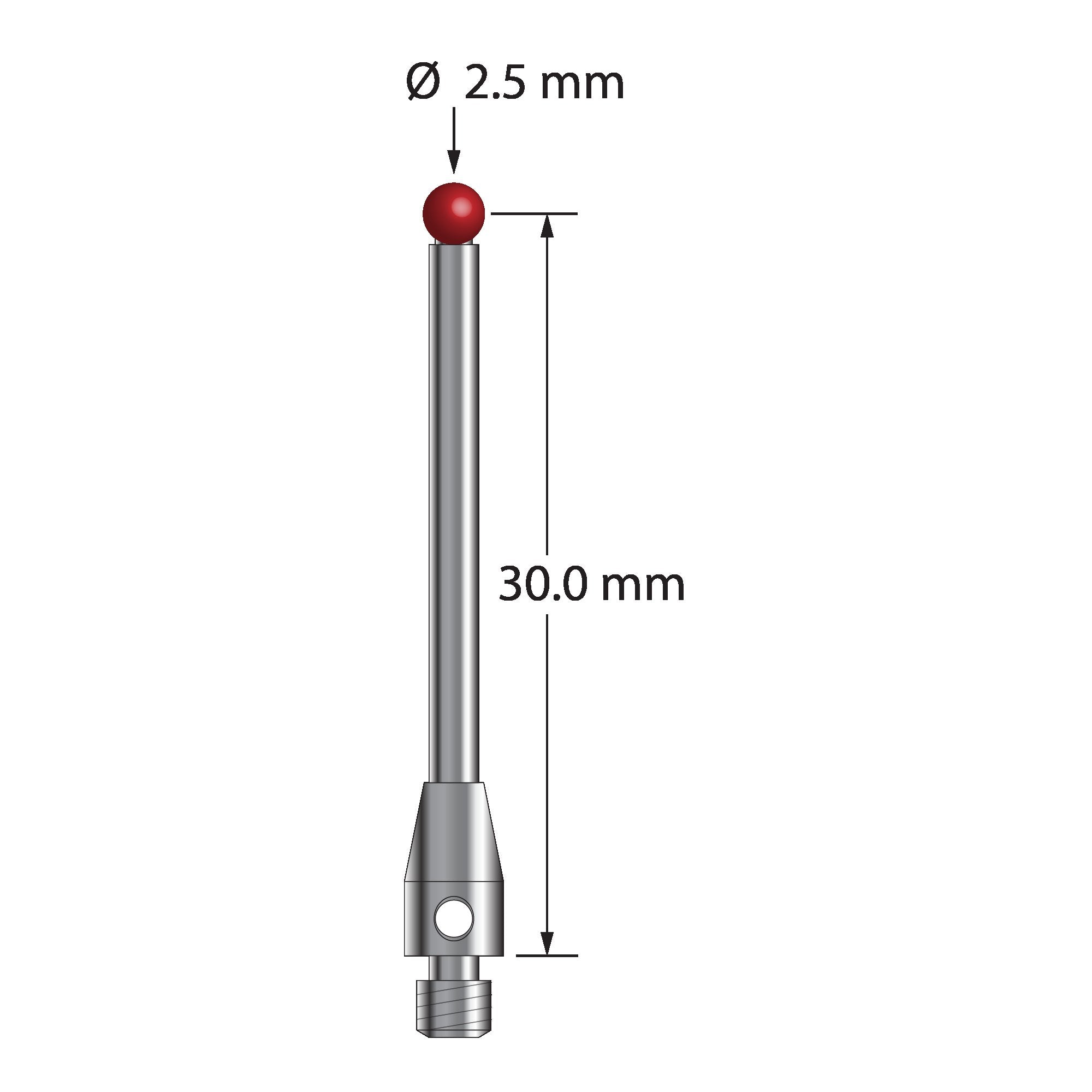 TM3-2531.25-DS2 M3 stylus with 2.5mm ruby ball, carbide stem, and stainless steel base by Q-Mark Manufacturing, Inc.
