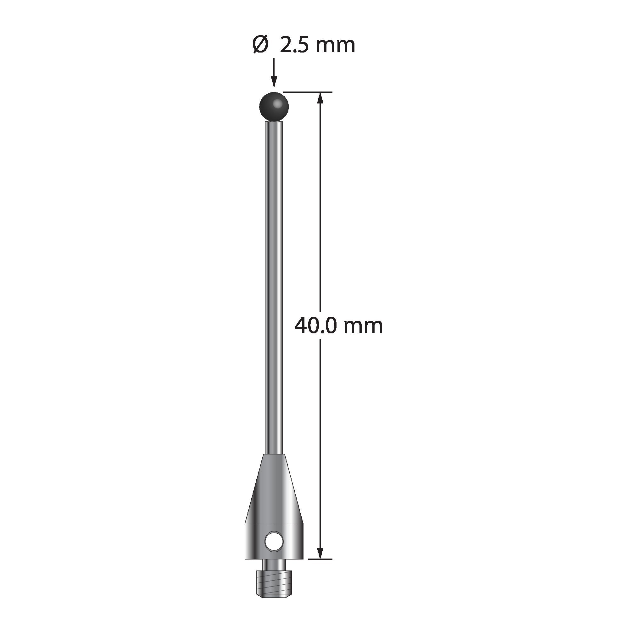 TM3-2535-TX-SN M3 stylus with 2.5mm silicon nitride ball, carbide stem, titanium base, 35mm long by Q-Mark Manufacturing, Inc.