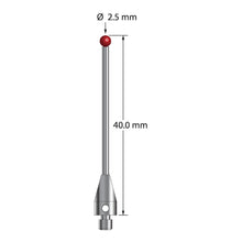 TM3-2540-TX M3 stylus with 2.5mm ruby ball, carbide stem, and titanium base, 40mm long by Q-Mark Manufacturing, Inc.