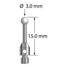 TM3-3015-Z M3 stylus with 3.0mm zirconia ball, carbide stem, and stainless steel base, 15.0mm long by Q-Mark Manufacturing, Inc.