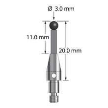 TM3-3020-TX-CS-SN M3 3.0mm silicon nitride ball stylus with carbon fiber stem, 20.0mm long by Q-Mark Manufacturing, Inc.