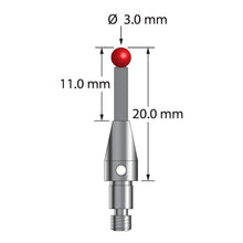 TM3-3020-TX-CS M3 stylus with 3.0mm ruby ball, carbon fiber stem, and titanium base, 20.0mm long by Q-Mark Manufacturing, Inc.
