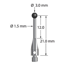 TM3-3022.5-S-SN M3 stylus with 3.0mm silicon nitride ball and stainless steel body, 21.0mm long by Q-Mark Manufacturing, Inc.