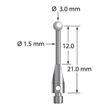 TM3-3022.5-S-Z M3 stylus with 3.0mm zirconia ball and stainless steel body, 21.0mm length by Q-Mark Manufacturing, Inc.