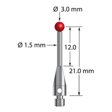 TM3-3022.5-S M3 stylus with 3.0mm ruby ball and stainless steel body, 21.0mm length by Q-Mark Manufacturing, Inc.