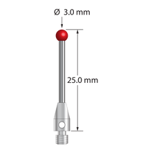 TM3-3025 M3 stylus with 3.0mm ruby ball, carbide shaft, and stainless steel base, 25.0mm long by Q-Mark Manufacturing, Inc.