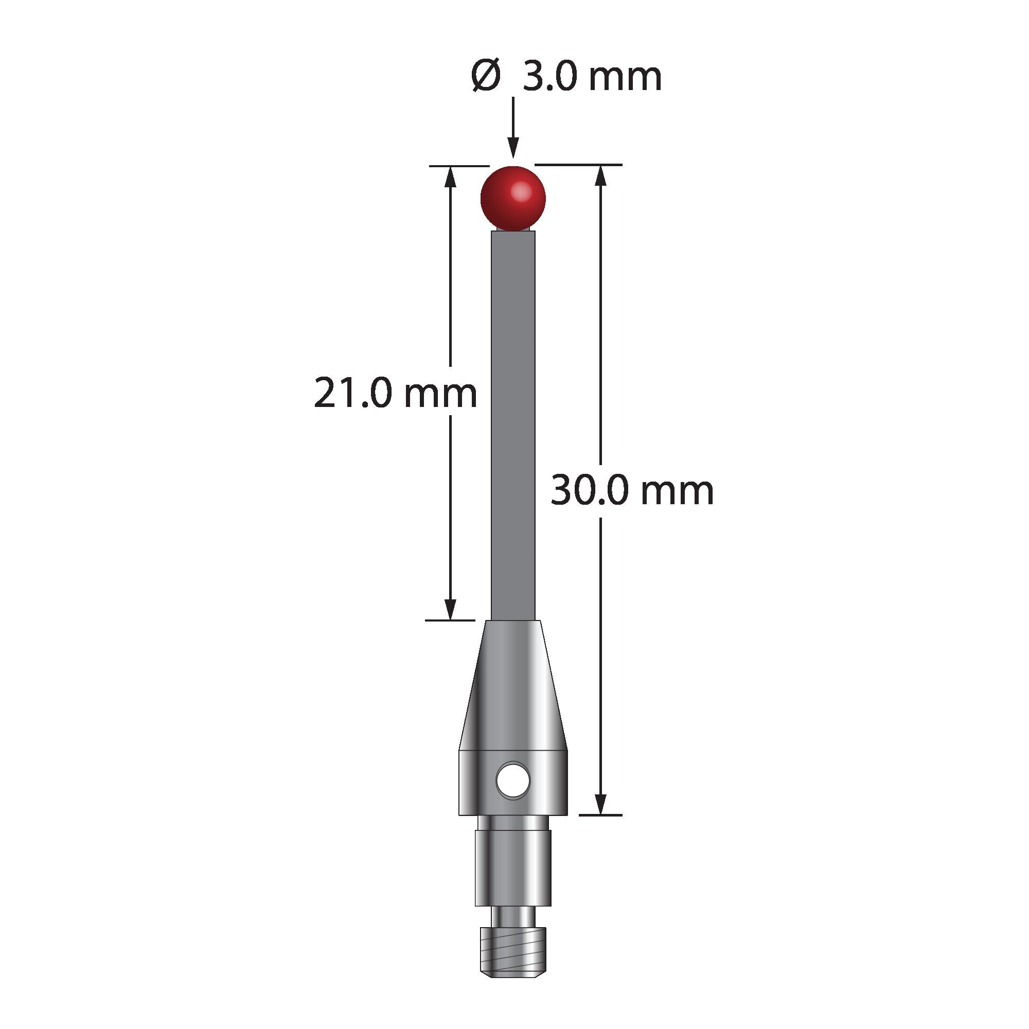 TM3-3030-TX-CS M3 ruby ball stylus with carbon fiber stem, titanium base, 30mm length by Q-Mark Manufacturing, Inc.